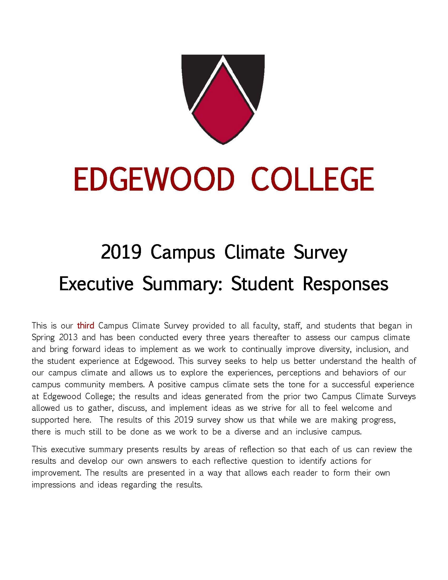 Cover of 2013 Exe Summary Student Responses