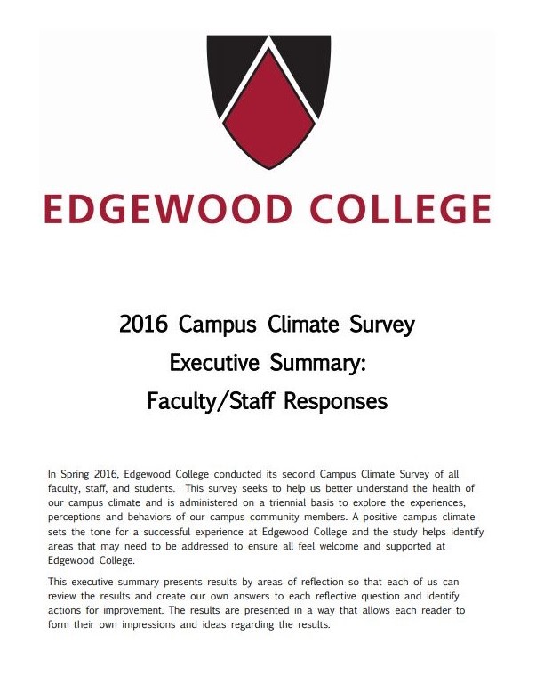 Cover of 2016 Exe Summary Faculty Staff Responses