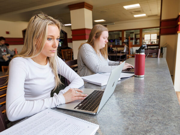 a group of women sitting at a table using laptops