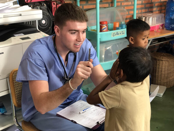 nurse talking to a child